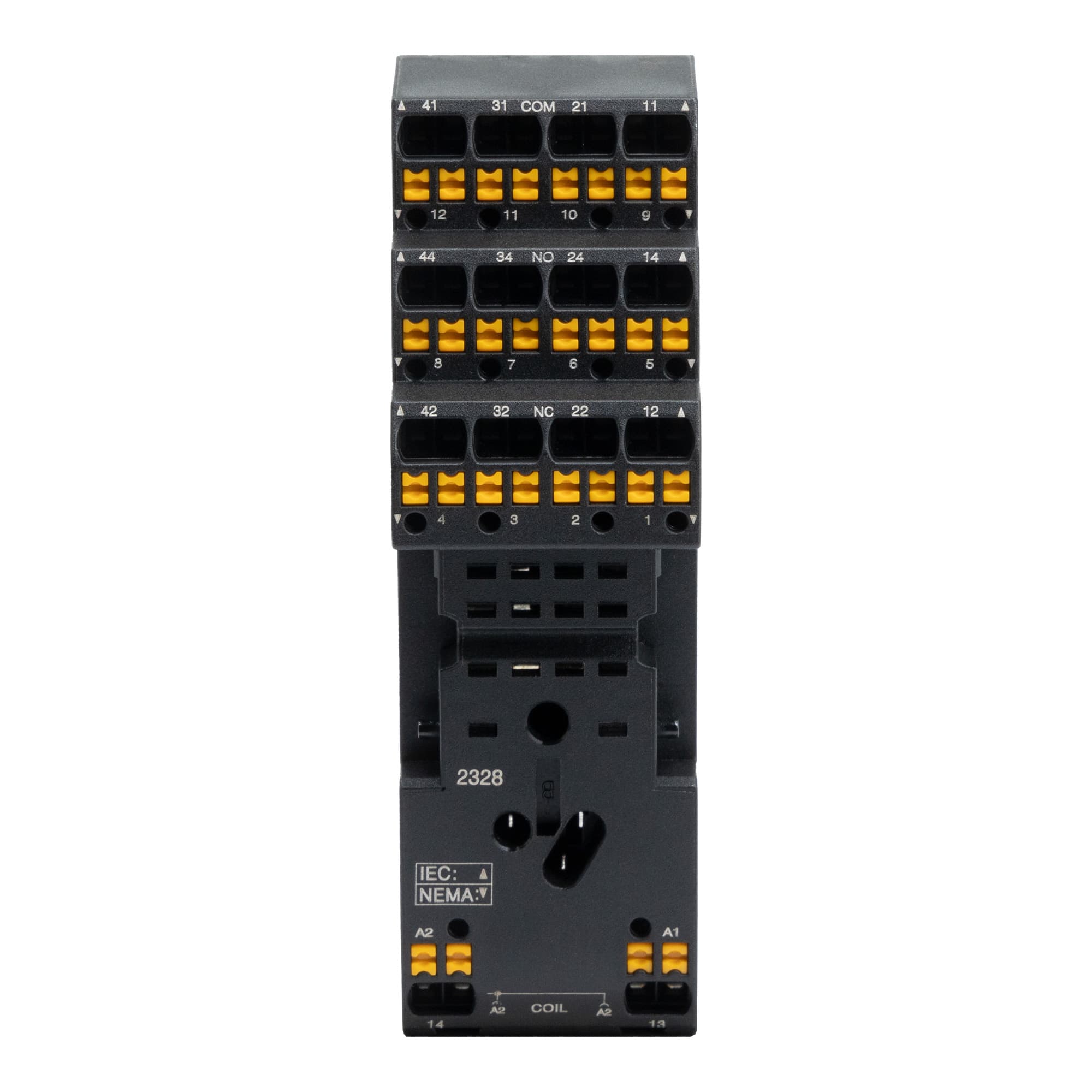Колодка с клеммами push-in для реле на 4 группы IR-24DC/220DC/230AC-4CO
