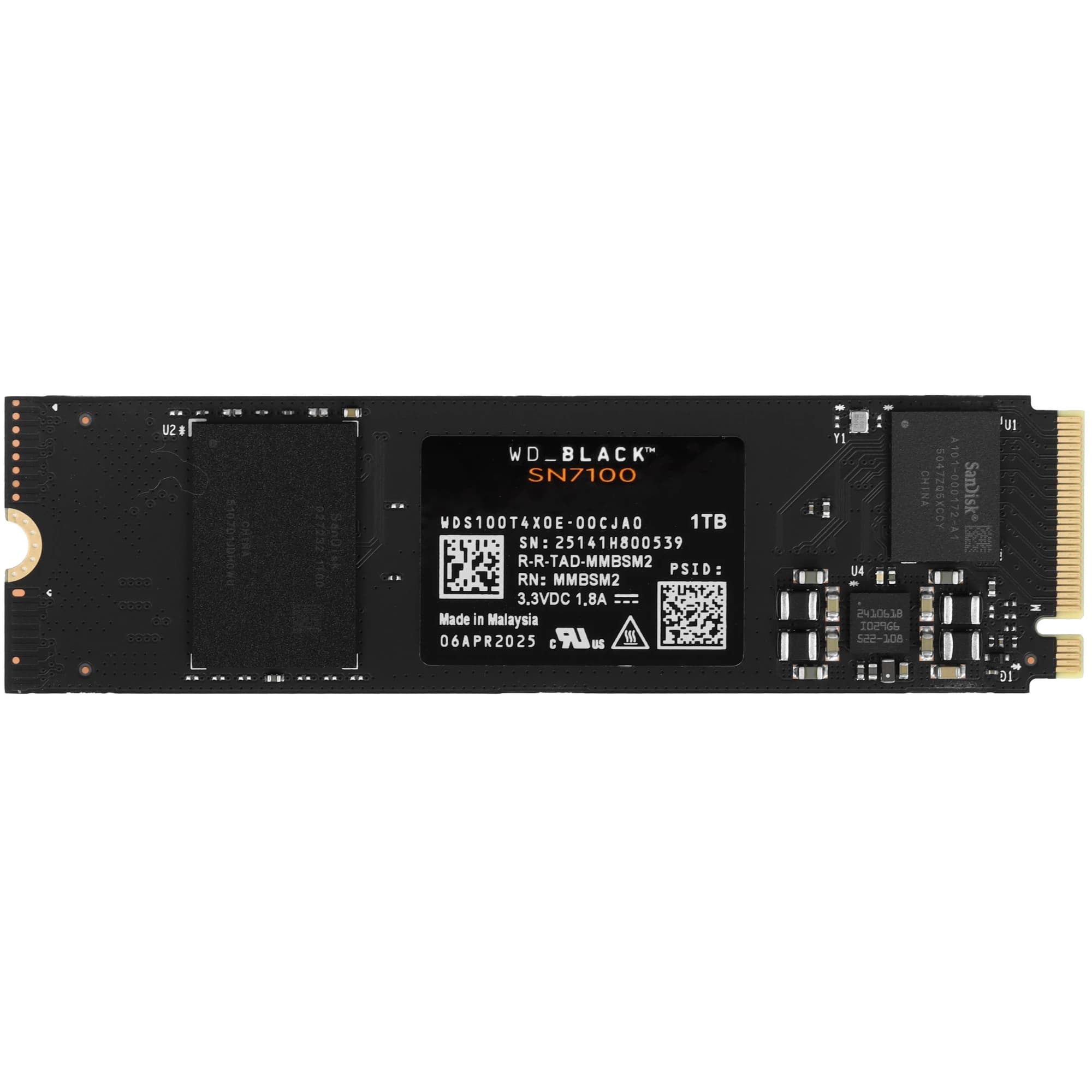 Накопитель SSD М.2 2280 1ТБ Black SN7100, NVMe    2.0, 3D TLC NAND, 7250/6900 МБ/с