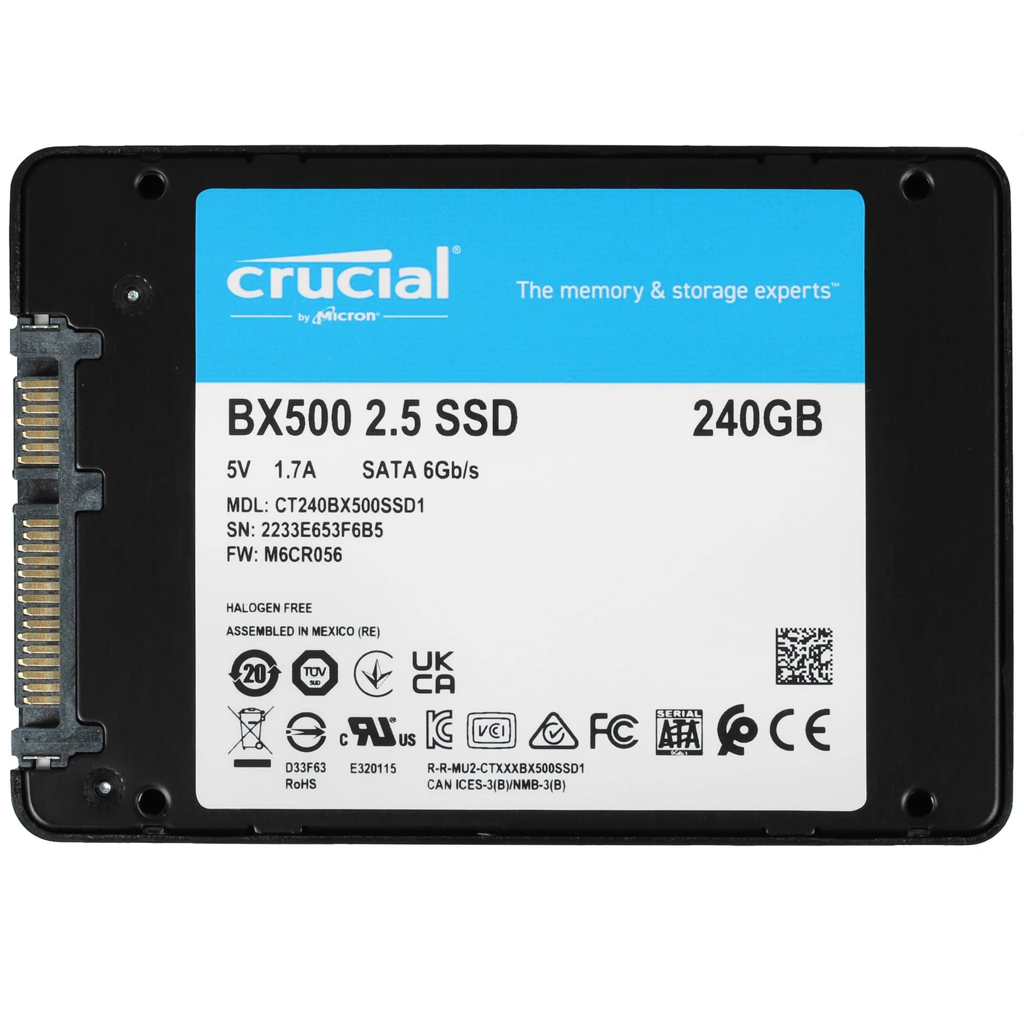 Накопитель SSD 2.5'' 240 Гб, SATA III, 3D TLC NAND, 540/500 Мб/с