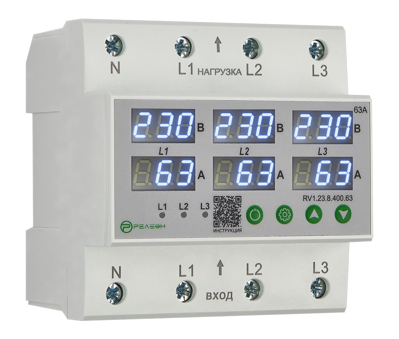 Реле контроля напряжения и тока 3L 400В AC 63А