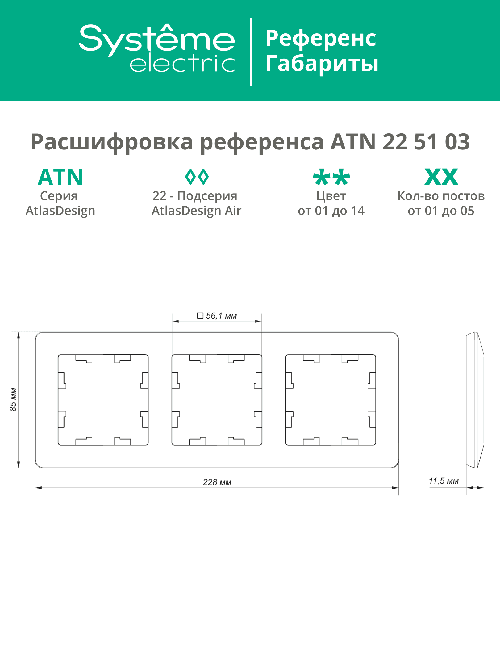 ATLASDESIGN AIR 3-постовая РАМКА, БЕЛЫЙ/дымчатый черный