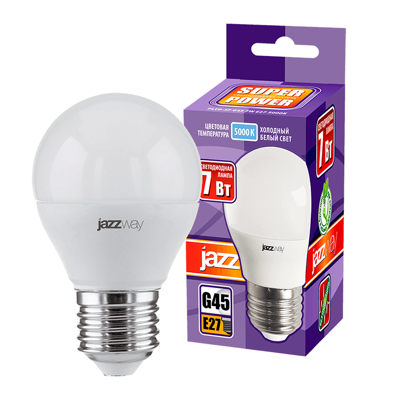 Лампа светодиодная LED 7Вт E14 220В 5000К PLED- SP G45 шар