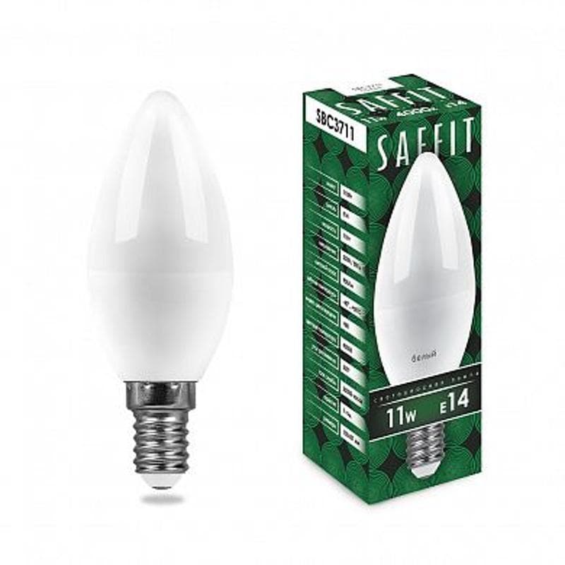 Лампа светодиодная SBC3711 11W 4000K 230V E14 C37 свеча