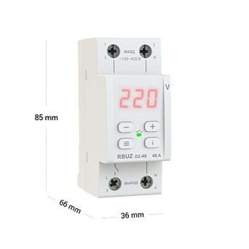 Реле контроля напряжения 3 клеммы D2-40 red 1ф 40А