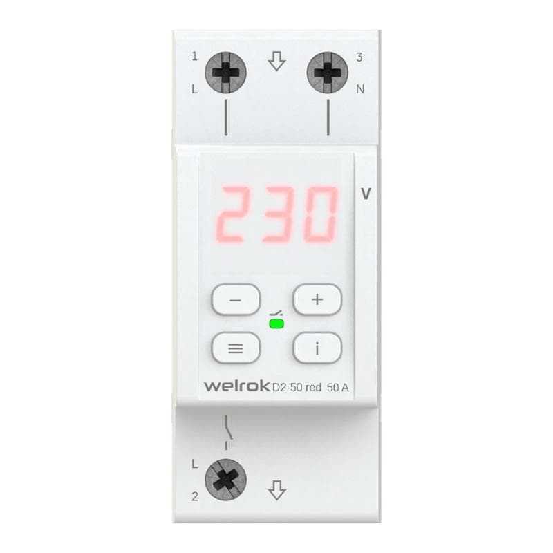 Реле контроля напряжения 3 клеммы D2-50 red 1ф 50А