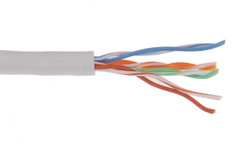 Кабель связи витая пара U/UTP, кат.5E 4x2х24AWG solid, LSZH, 305м, серый