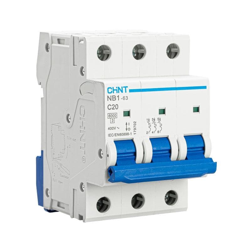 Выключатель автоматический трехполюсный NB1-63 3P 20A 6кА х-ка C (DB) (R)