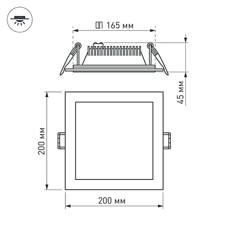 Светодиодная панель LT-S200x200WH 16W Warm White 120deg