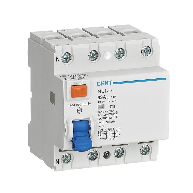 Устройство защитного отключения (УЗО) NL1-63 6kA 4P 40A 100mA тип AC (DB) (R)