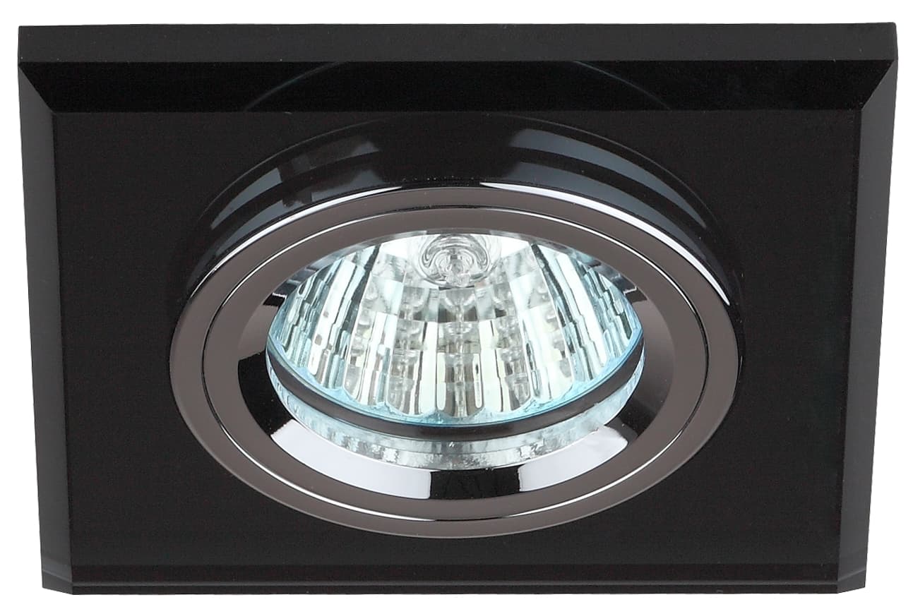 Светильник декор стекло квадрат MR16,12V/220V, 50W, хром/черный DK8 CH/BK