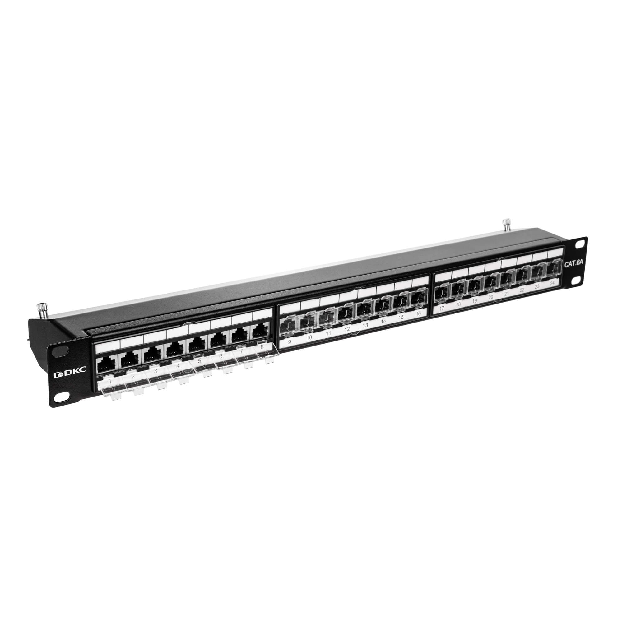 Патч-панель 19'. 1U. CAT6A. 24 порта RJ45. экранированная