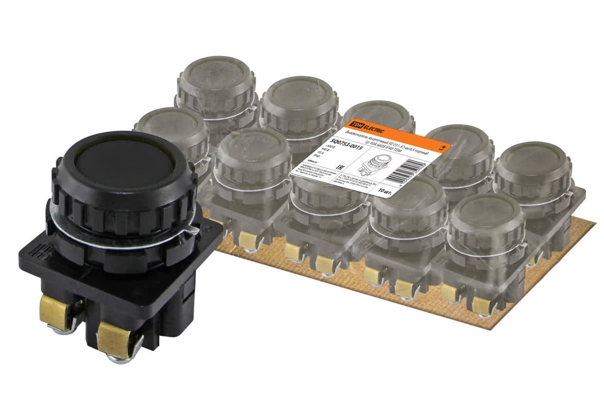 Выключатель кнопочный КЕ 011-У2-исп.5 черный 1р 10A 660B IP40 TDM