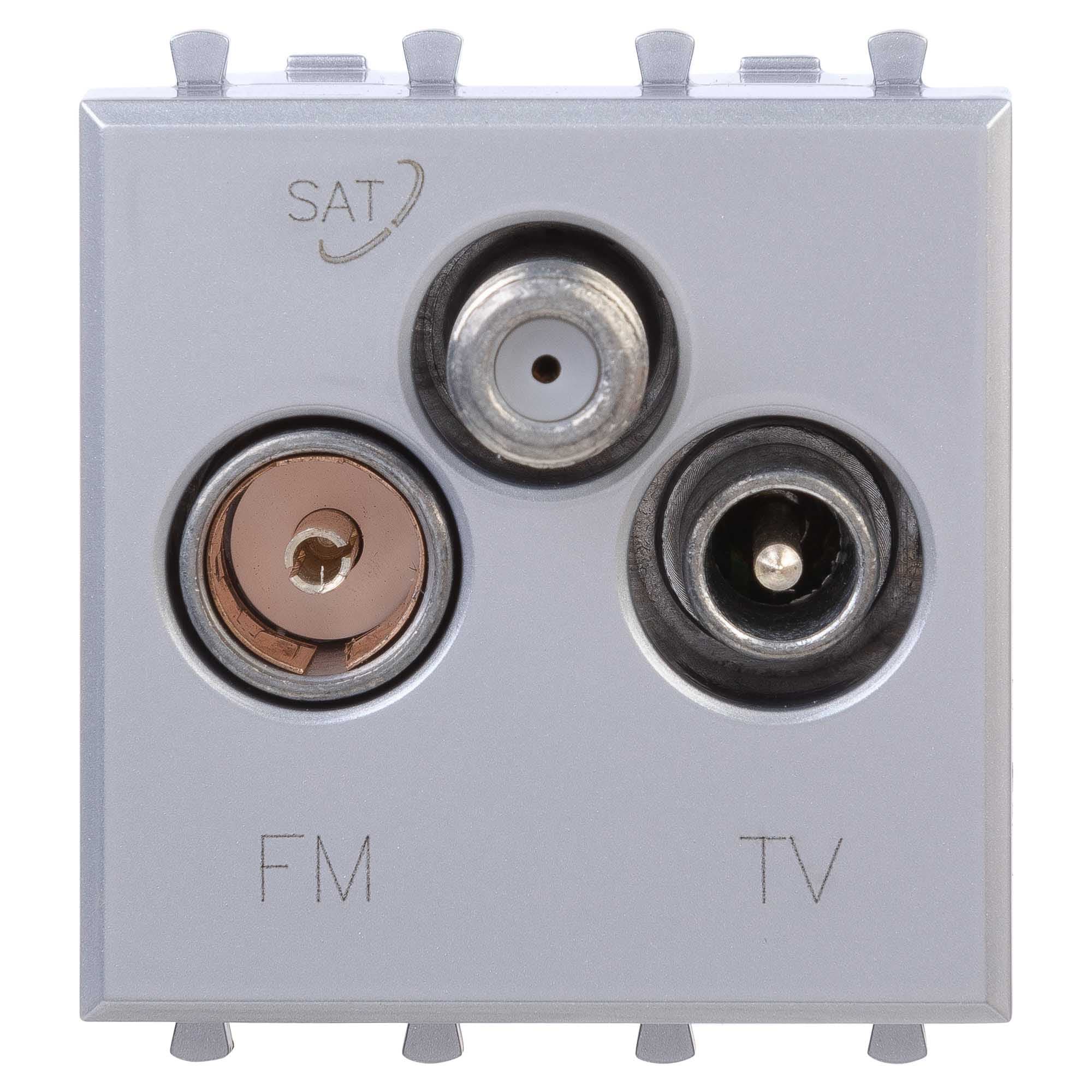 Розетка TV-FM-SAT модульная, Avanti, закаленная сталь, 2 модуля