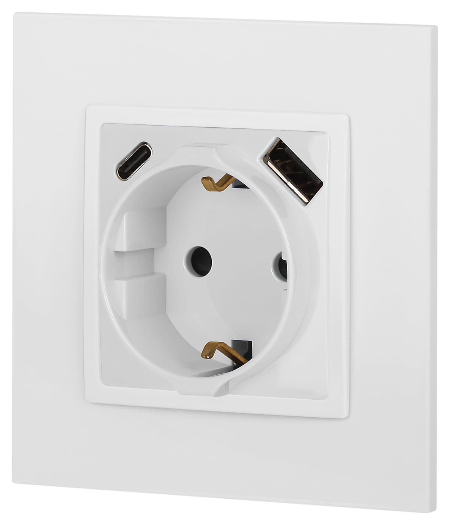 Розетка Elegance 14-4108-01 2P+E 16A-250В со шторками с USB type-A+C 5В-3А белый