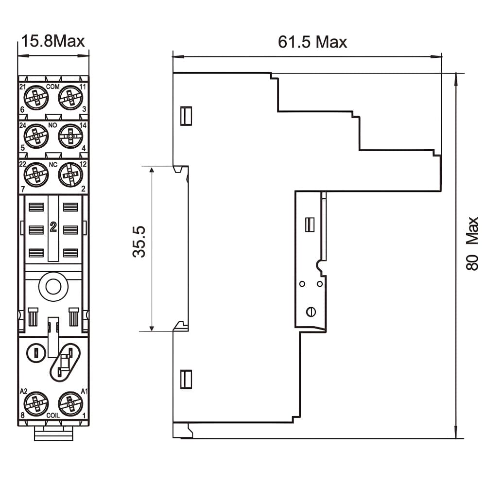 Колодка с винтовыми клеммами для реле на 2 группы IR-24DC/230AC-2CO