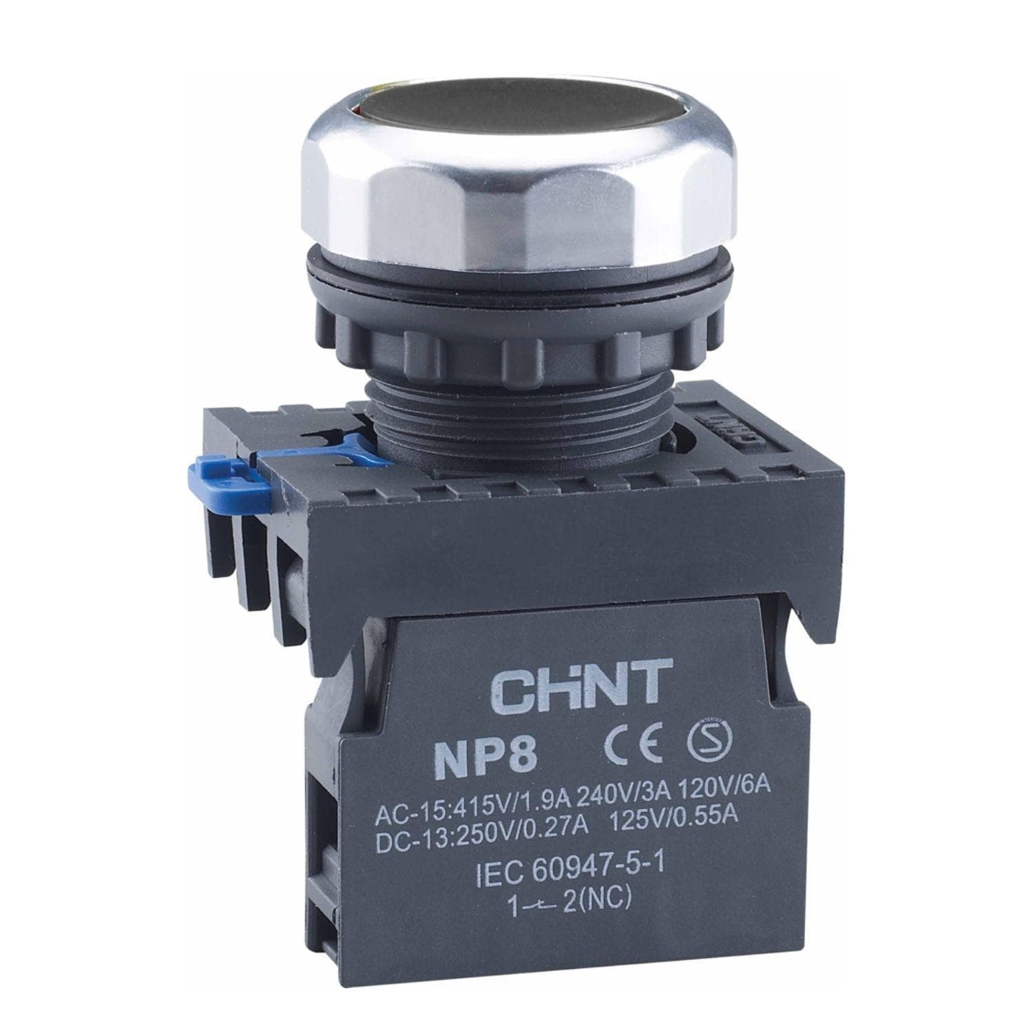 Кнопка NP8-10BN/2 без подсветки, с самовозвратом, черная, 1НО, IP65 (R)