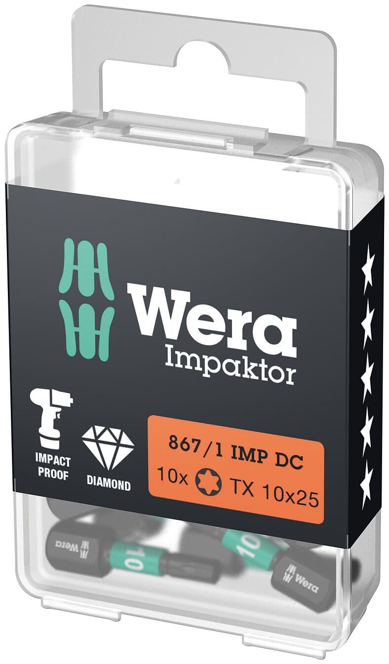 Бита ударная 867/1 IMP DC Impaktor TORX алмазное покрытие хвостовик 1/4 C 6.3 TX 10X25 мм