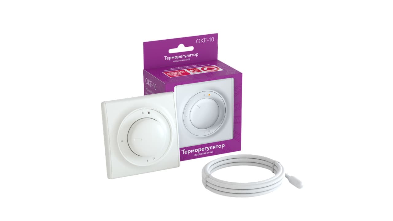 Терморегулятор для теплого пола OneKeyElectro ОКЕ-10 механический, белый