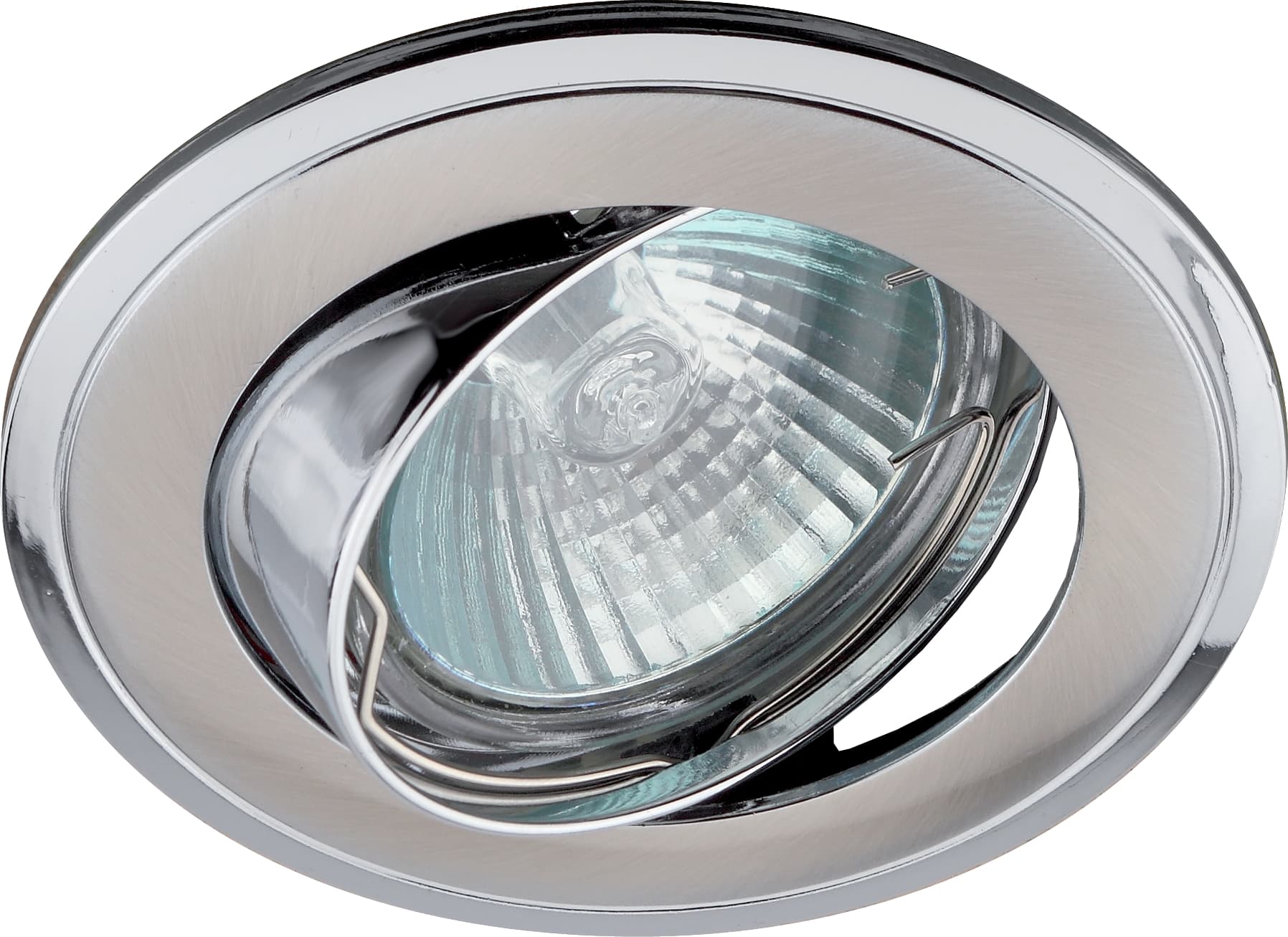 Светильник встраиваемый литой поворотный двойной контур MR16KL22 А SN/CH ,12V/220V, 50W сатин никель/хром (100/2