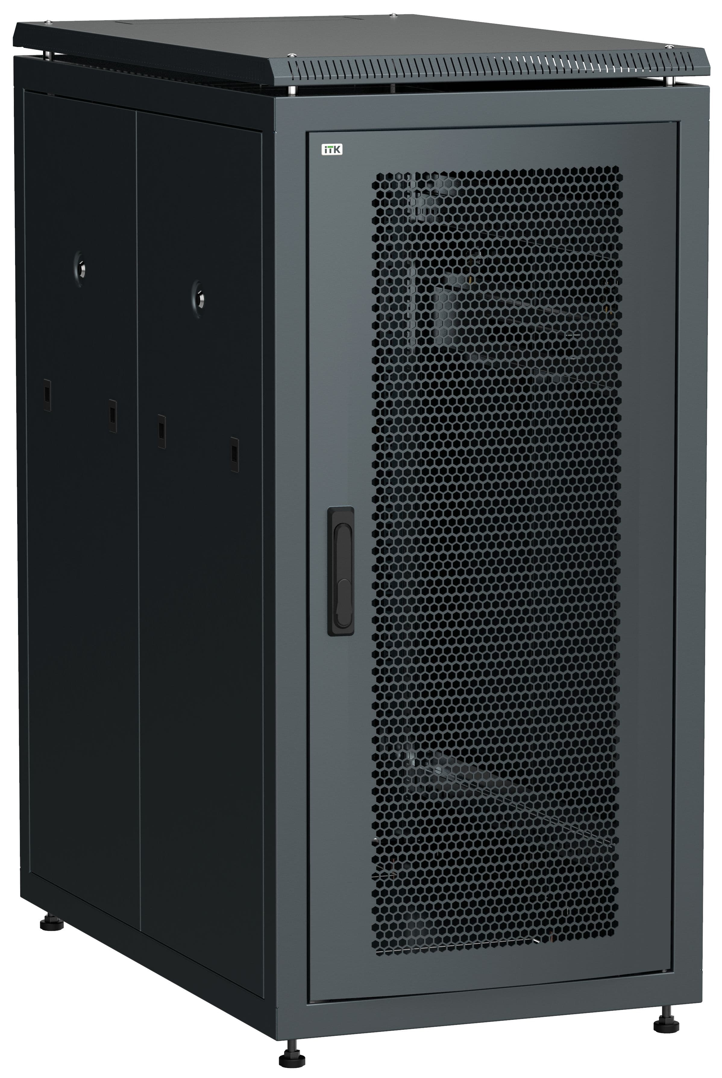 Шкаф напольный сетевой 19'' LINEA N 24U 800х1000мм перфорированная передняя дверь. задняя перфорированная черный