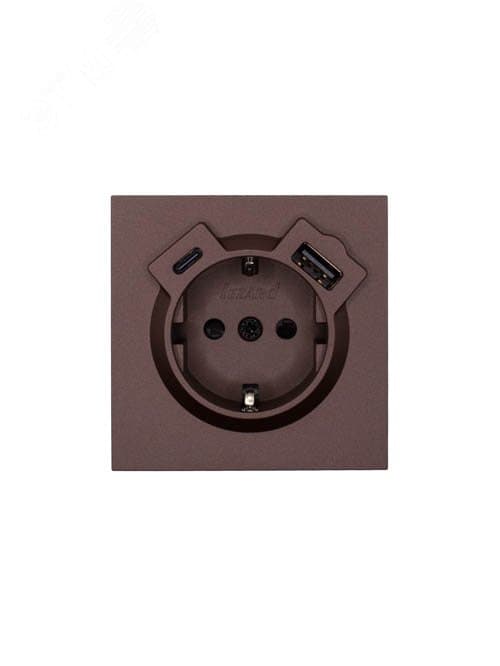 ZIMA Розетка с заземлением (16 А) + TC + USB ,механизм, шоколад Lezard 704-7388-181TC
