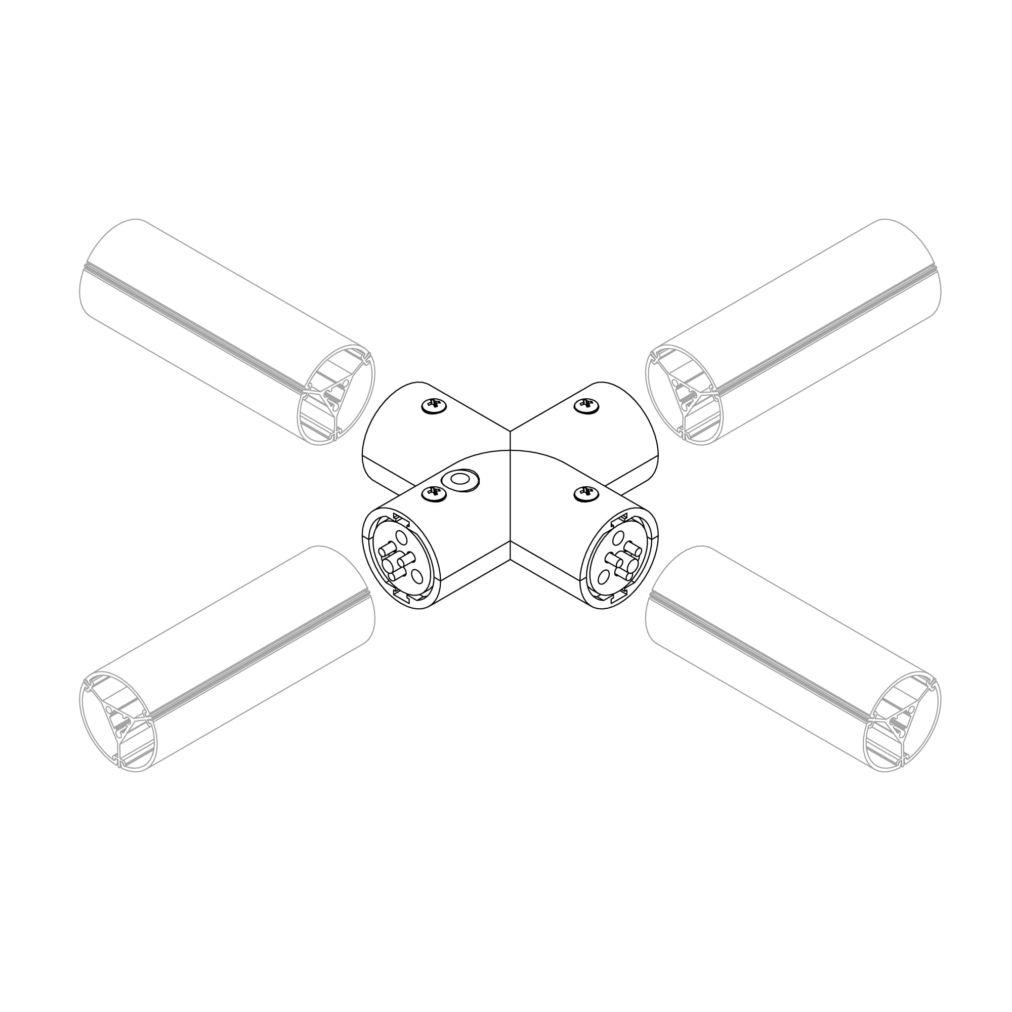 Соединитель профиля ROUND-D36-360-X90 (ARL, металл)
