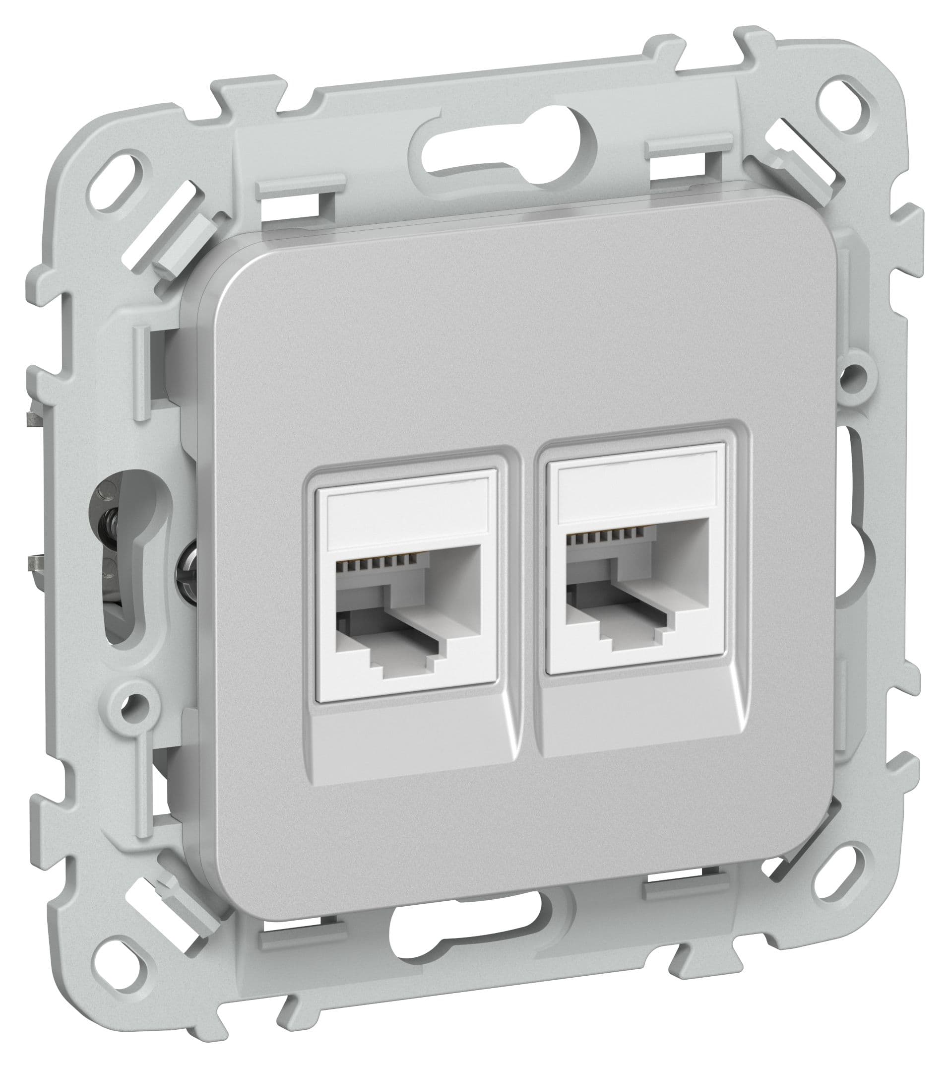 FLITE Розетка 2-местная компьютерная RJ45 категория 6 UTP РК6-2-0-ФлА алюминий IEK