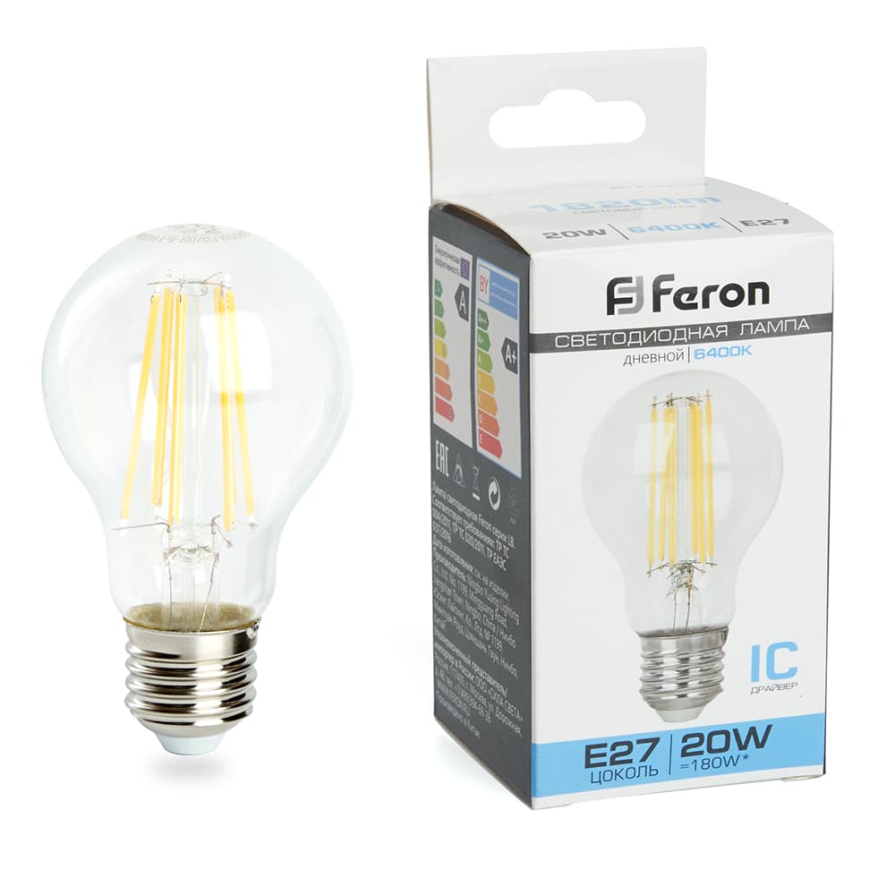 Лампа светодиодная LED 20вт Е27 дневной FILAMENT