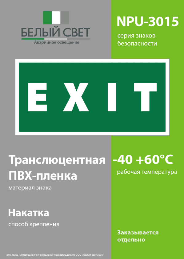Знак безопасности NPU-3015.E25''EXIT''
