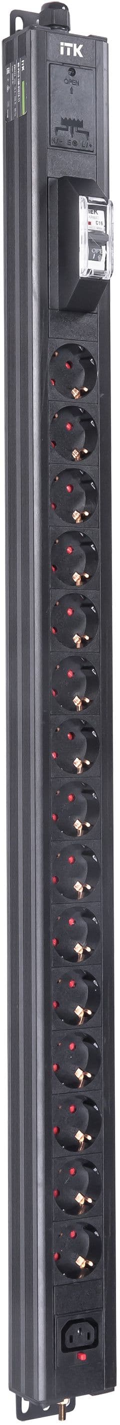 Блок распределения питания ITK BASE PDU PV1111 22U 1ф 16А 15SCHUKO 1C13 2.6м SCHUKO
