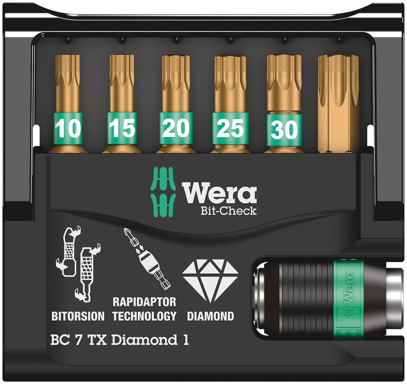 Набор бит с битодержателем Bit-Check 7 TX Diamond 1 алмазное покрытие 7 предметов