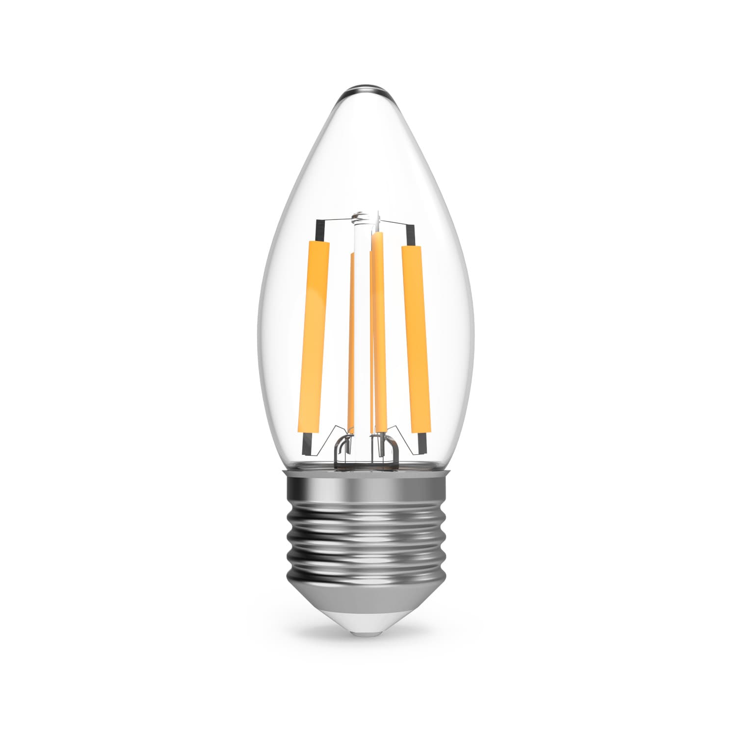 Лампа светодиодная филаментная LED 11 Вт 810 лм 2700К свеча теплый E27 AC 220В прозрачная колба Black Filament
