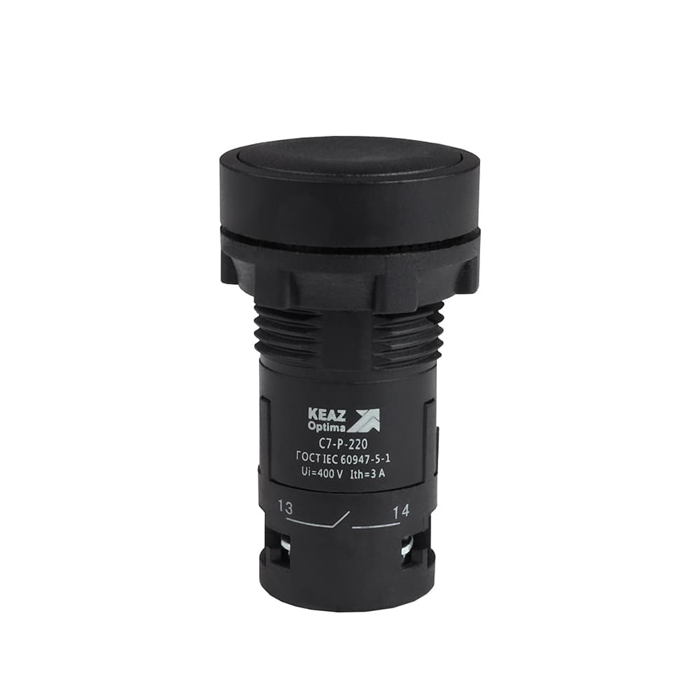Кнопка OptiSignal Compact D22 C7-P-220 черная 2НО XB7NA23