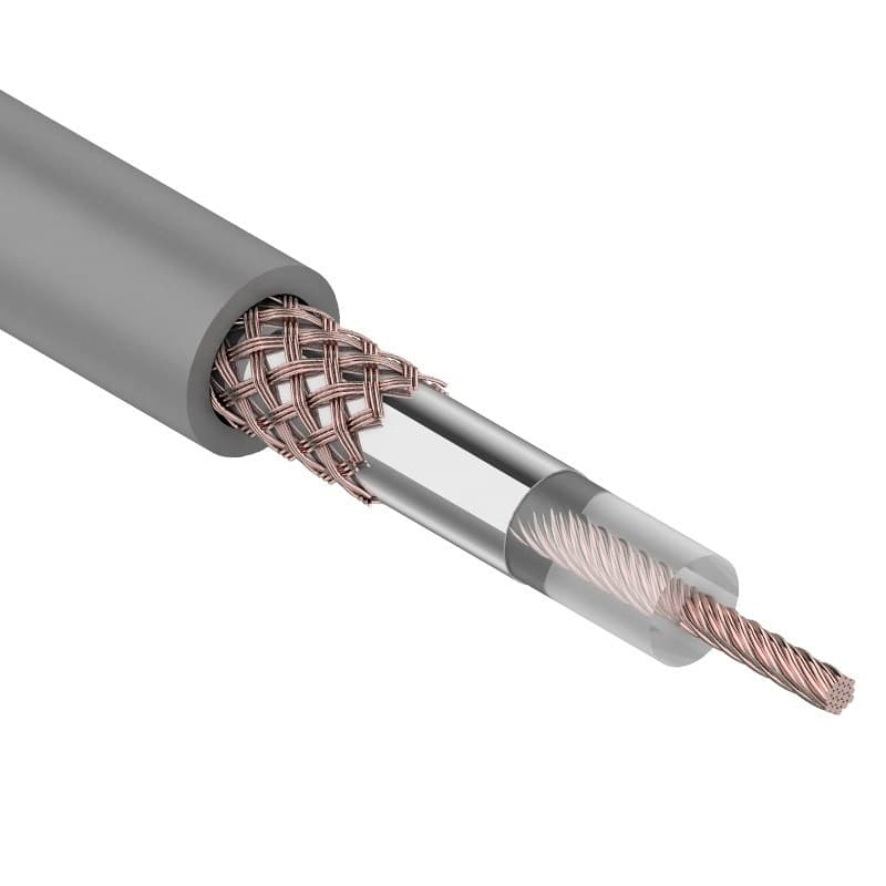 Кабель коаксиальный RG-58 A/U, 50 Ом, Cu/Al/Cu, 64%, IN, серый, 100 м