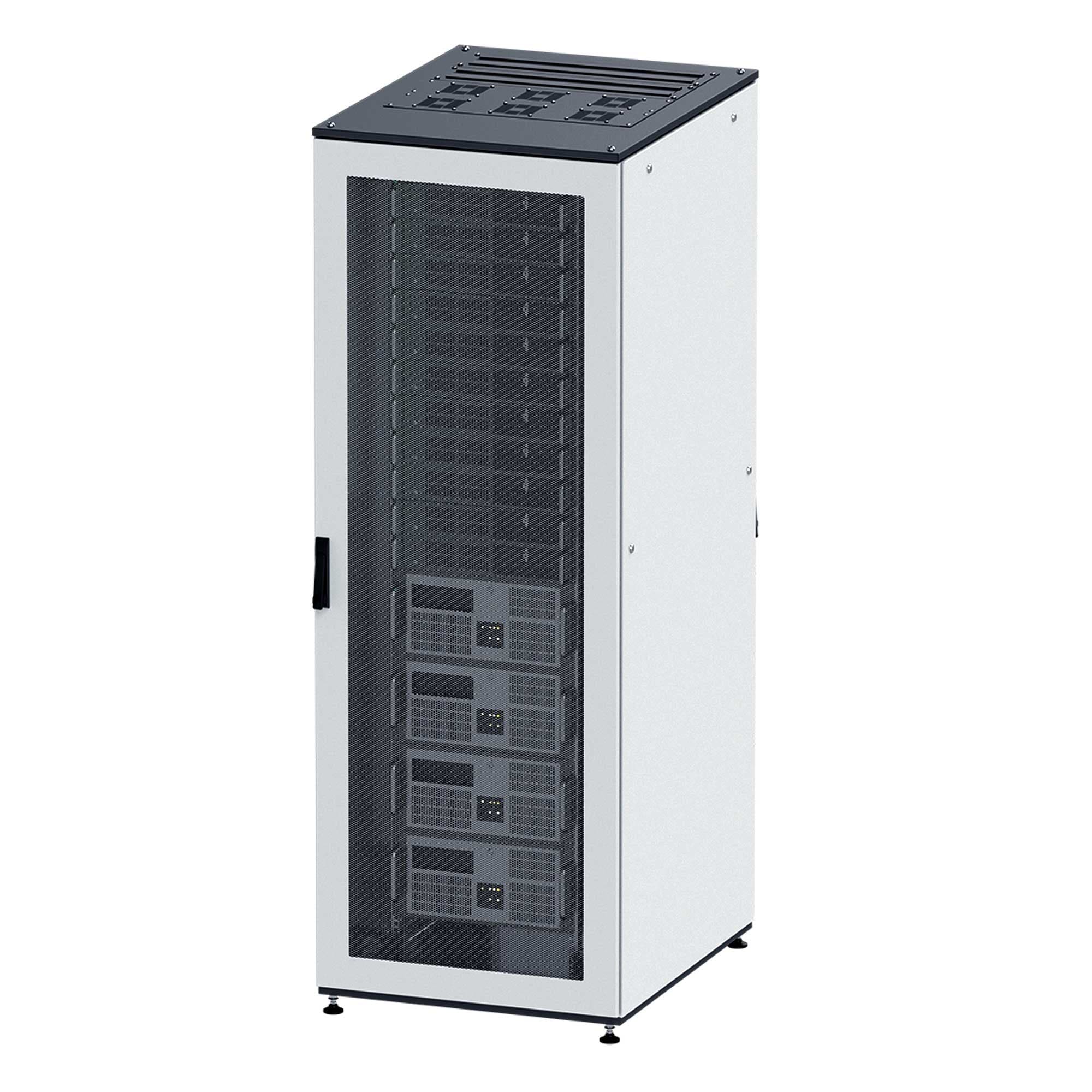 Шкаф собранный напольный 19'' IT-CQE. 42U 800х800 двери стекло/сплошная. RAL7011/7035