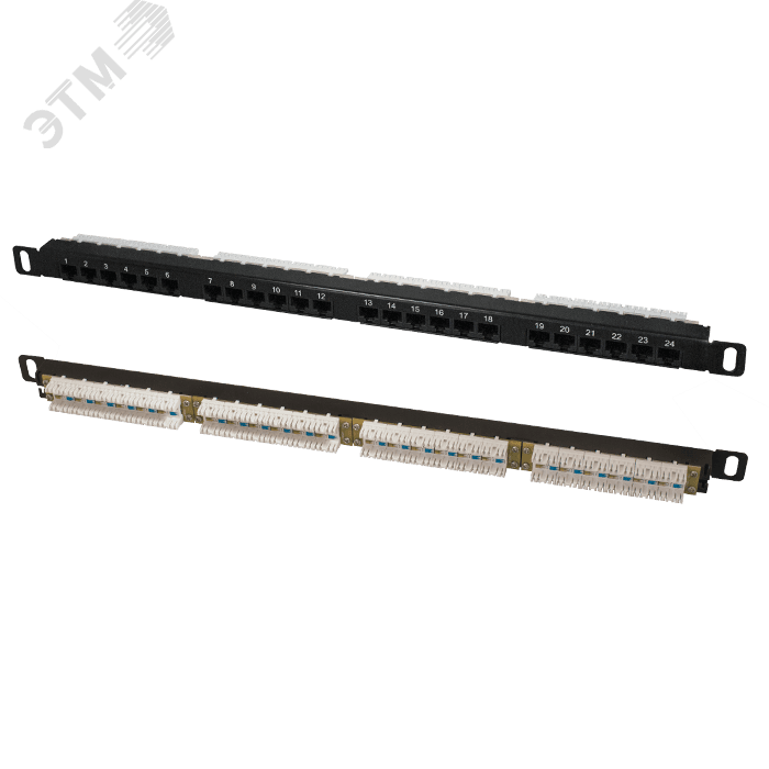 Патч-панель высокой плотности 19'. 24 порта RJ-45. UTP. Cat.5e. 0.5U