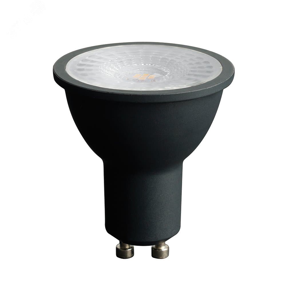 Лампа светодиодная LED 7вт 230в GU10 белый с линзой 110 град черный корпус PRO
