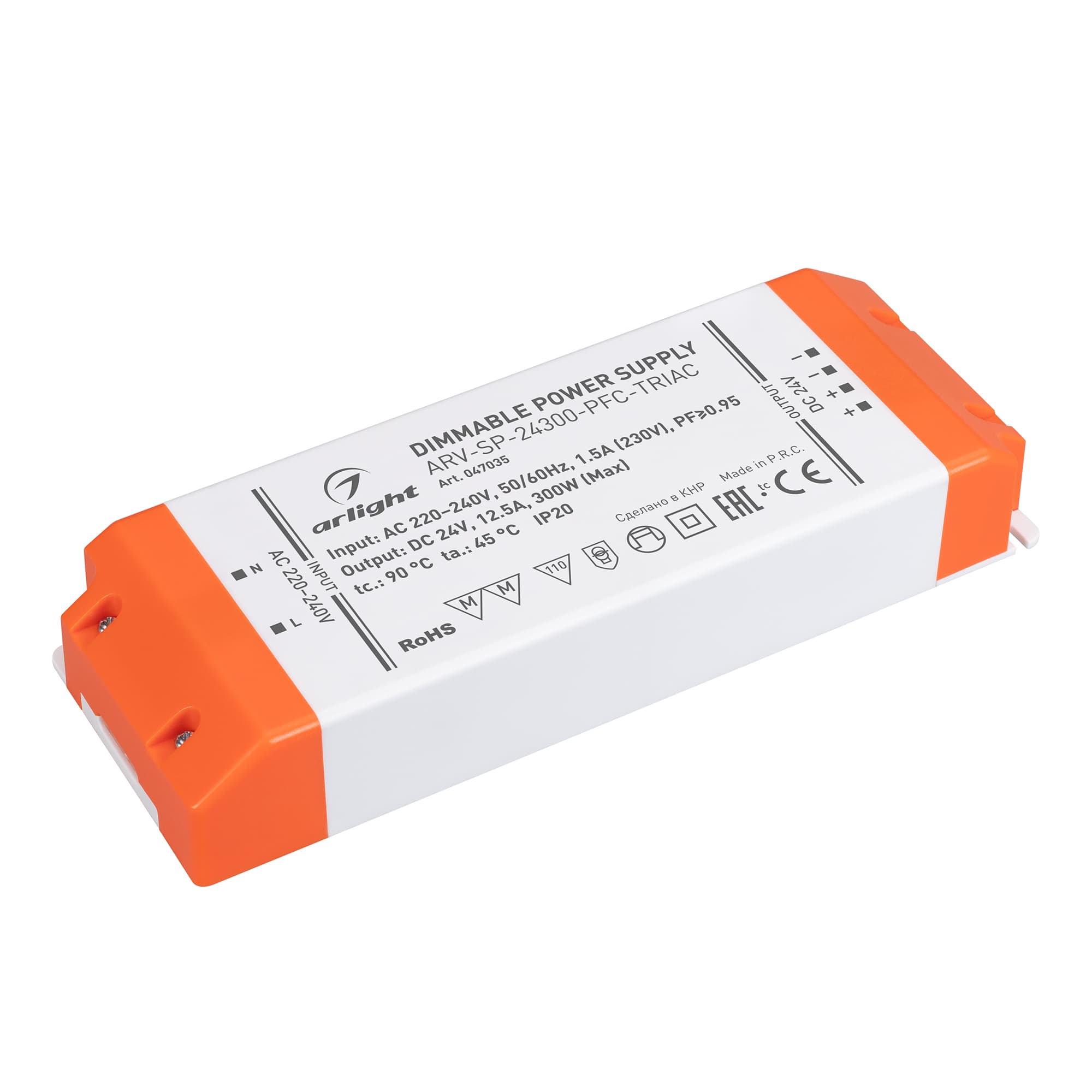 Блок питания ARV-SP-24300-PFC-TRIAC (24V, 12.5A, 300W) (IP20 Пластик, 5 лет)