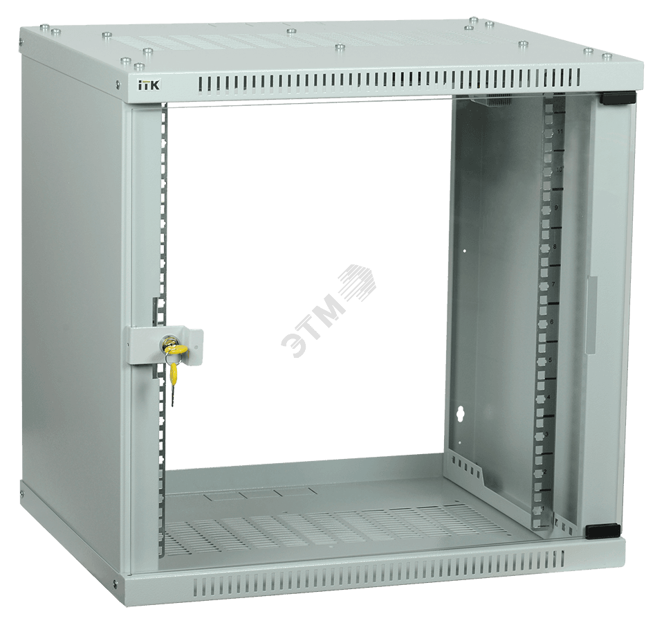 Шкаф LINEA WE 6U 600x650мм дверь стекло серый