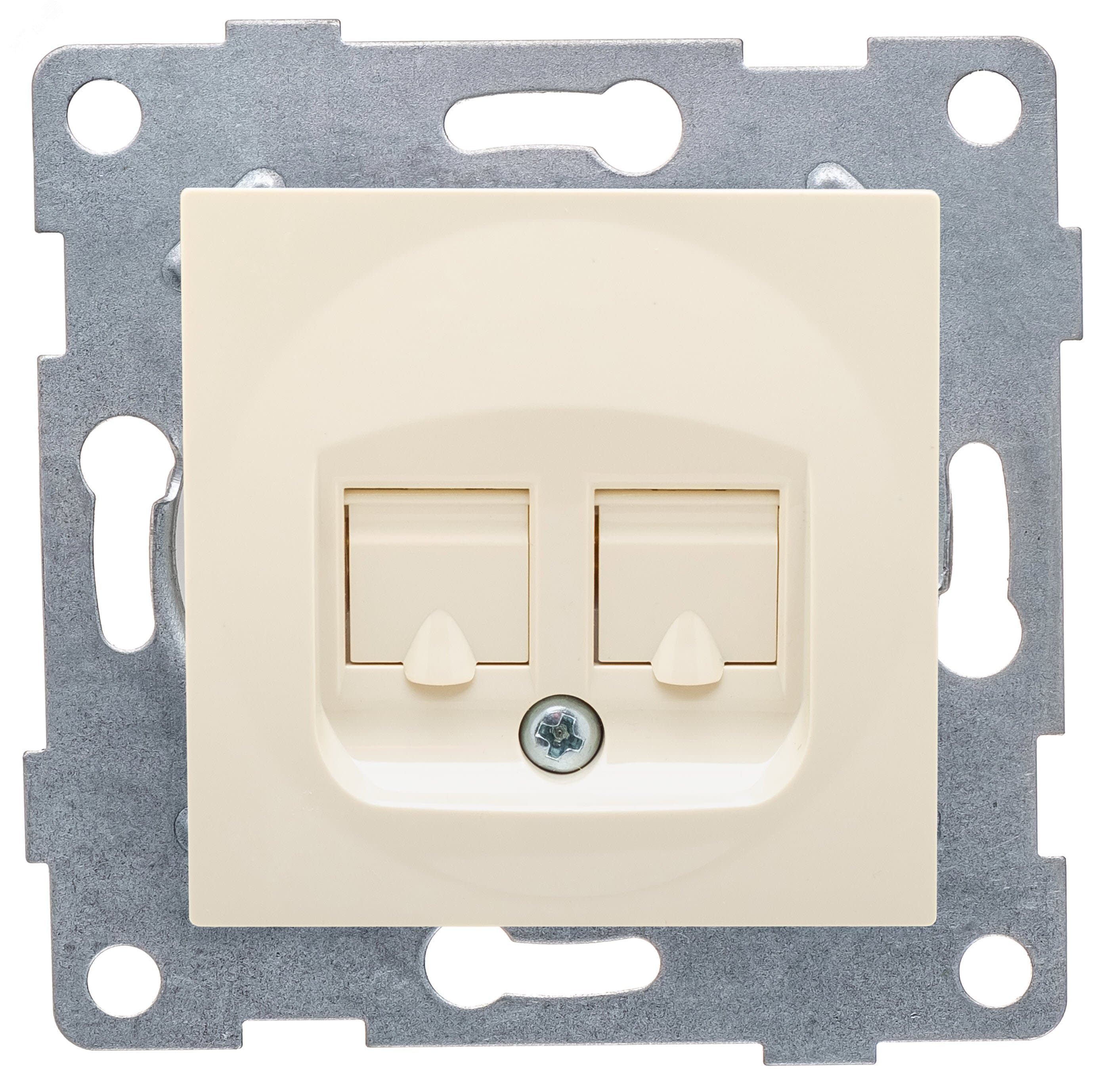 Розетка компьютерная RJ45 Ugra, механизм, двойной, бежевый