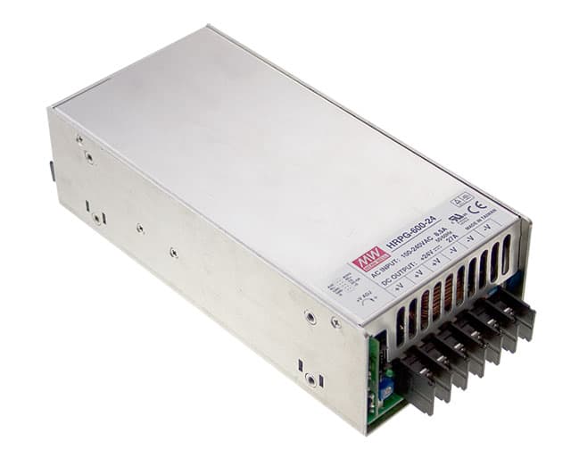 Блок питания AC-DC, 600Вт, вход 85...264V AC, 47...63Гц -120...370В DC, выход 12В-0...53A, рег. вых ±15%Uном, изоляция 3000В AC, в кожухе, c корректором коэф. мощности, режим SB выход 5В-0,3А