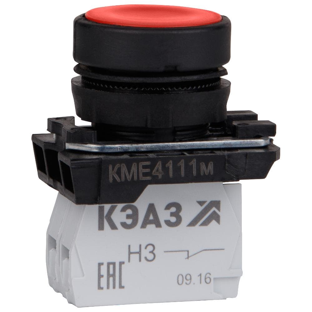 Кнопка КМЕ4502м-красный-0но+2нз-цилиндр-IP54