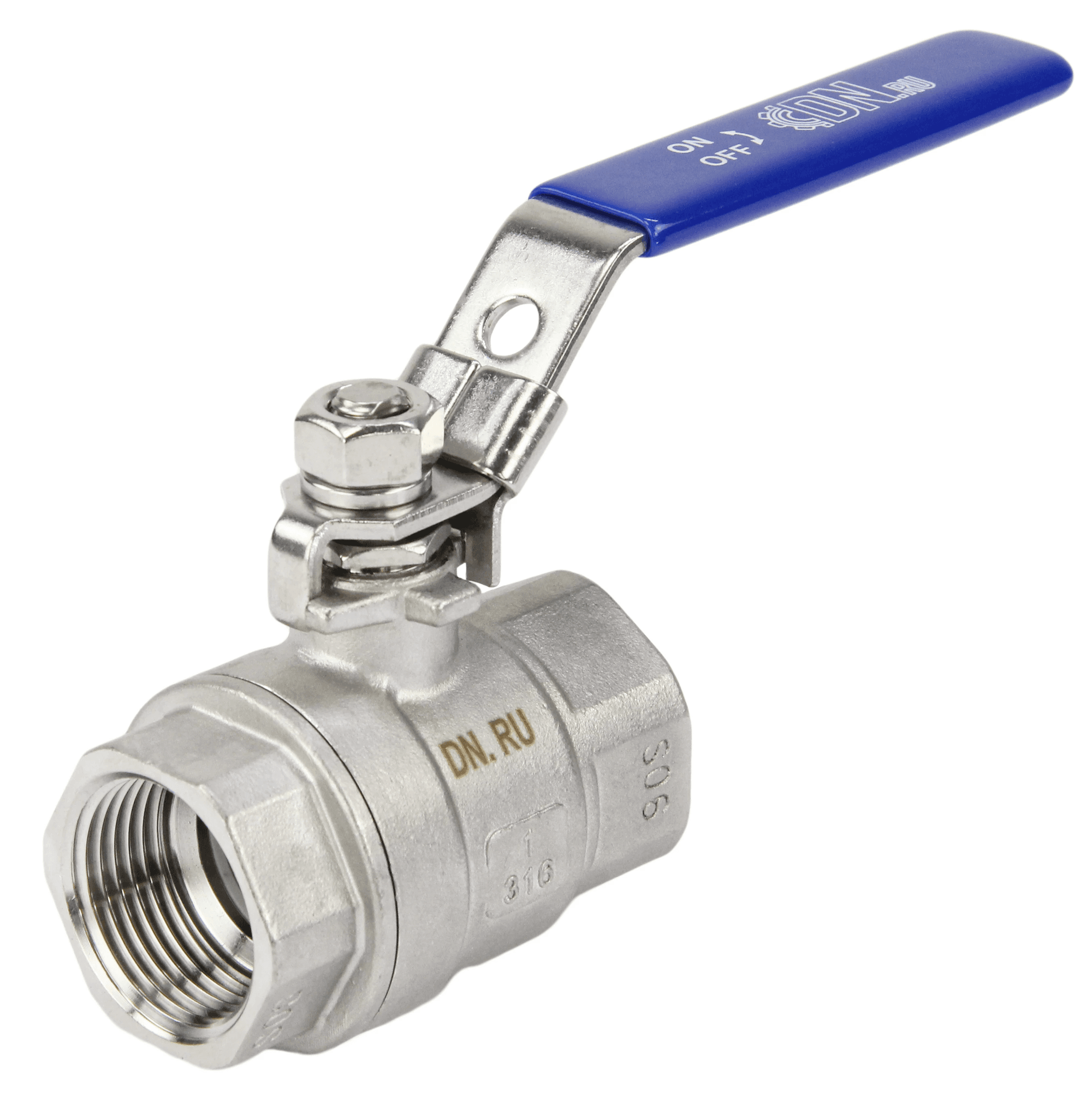 Кран шаровой 316-316-PTFE-140 Ду25 Ру140 нержавеющая сталь 316, уплотнение PTFE, полнопроходной, резьбовой, с рукояткой