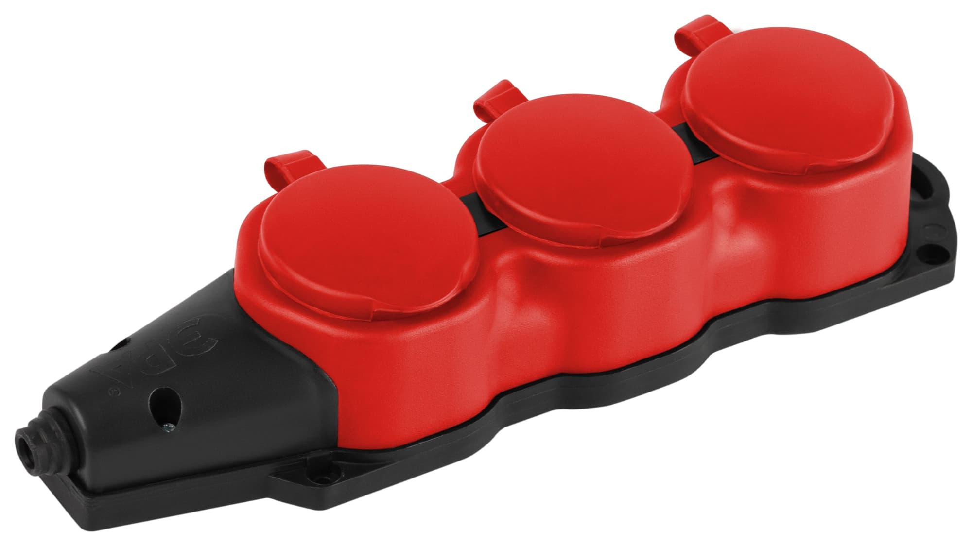 Колодка каучуковая с заземлением 3 розетки 16A IP44 красная KX-3e-RED-IP44