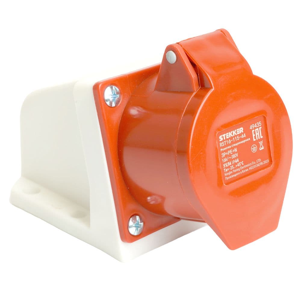 Розетка стационарная ST-115 16А 380В 3P+PE+N IP44 RST16-115-44 STEKKER