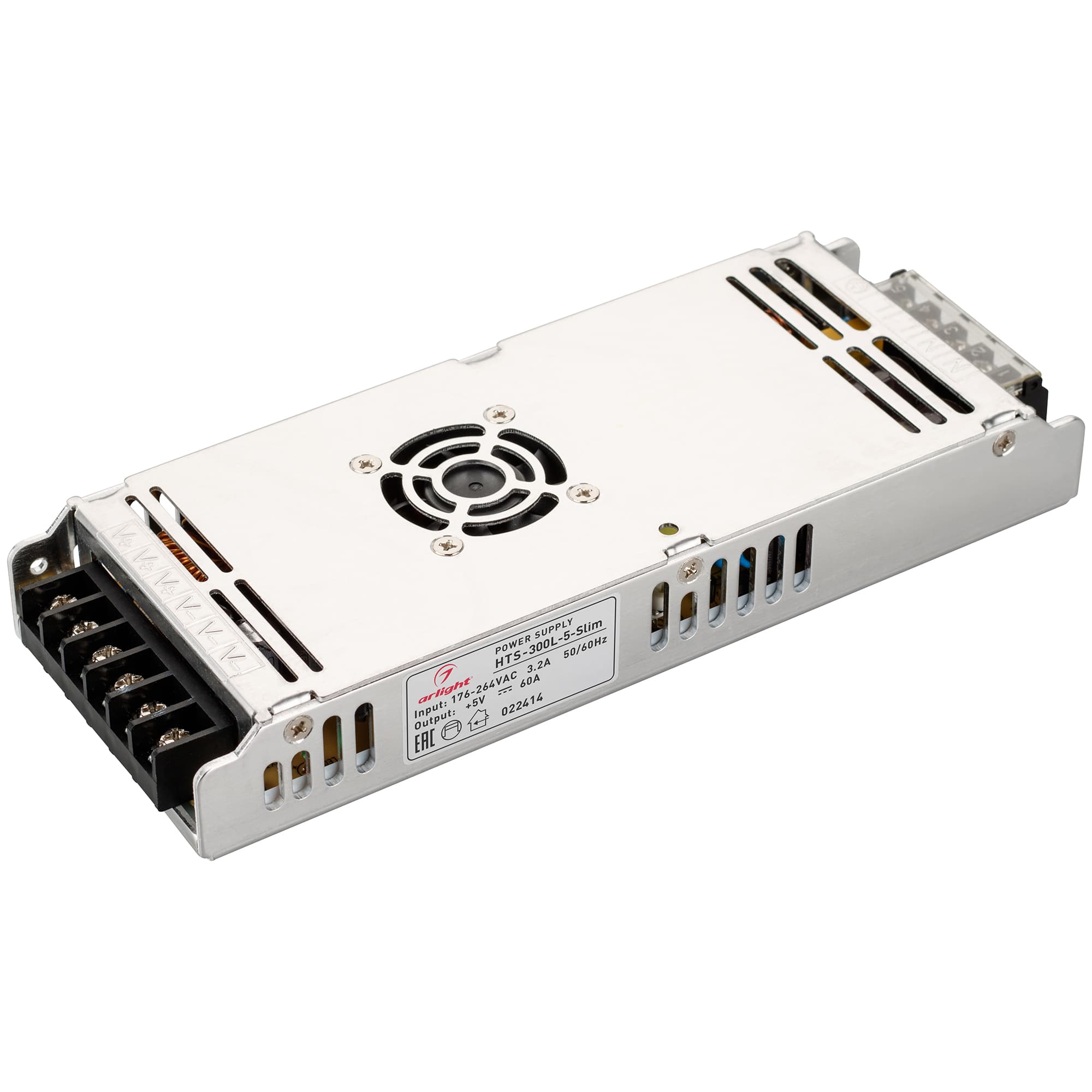 Блок питания HTS-300L-5-Slim (5V, 60A, 300W) (ARL, IP20 Сетка, 3 года)