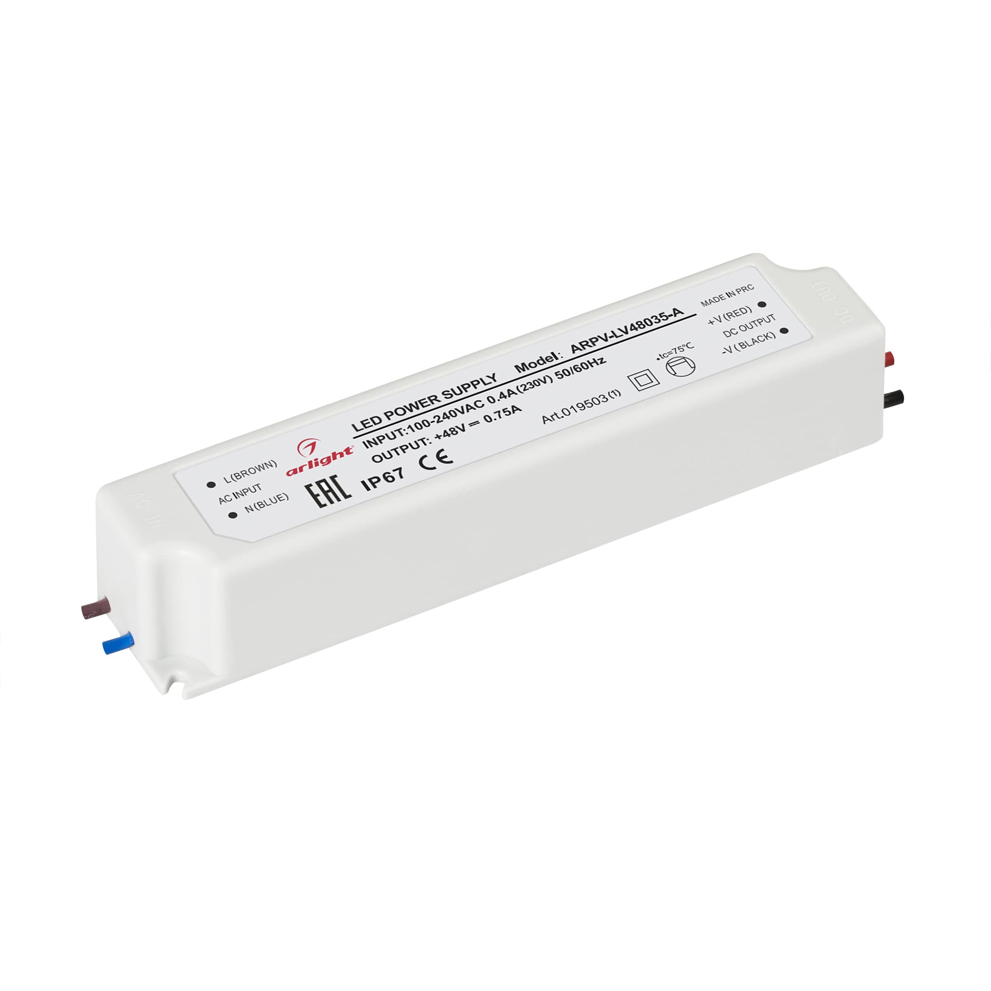 Блок питания ARPV-LV48035-A (48V, 0.8A, 36W) (IP67 Пластик, 3 года)