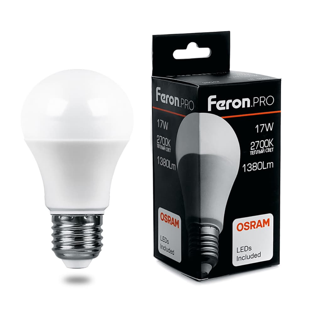Лампа светодиодная LED 17вт Е27 теплый .PRO