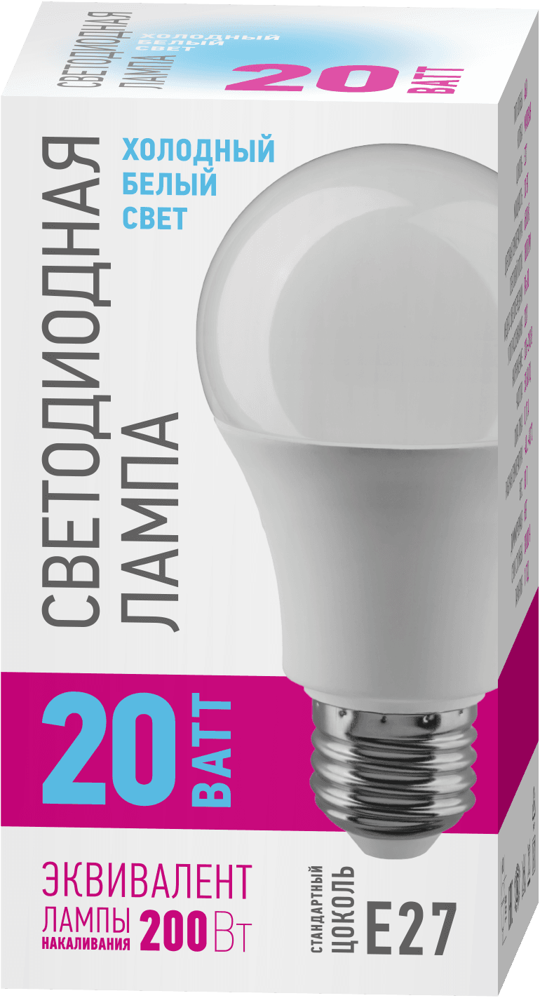 Лампа светодиодная 20 Вт OLL-A60-20-230-6.5K-E27-PROMO