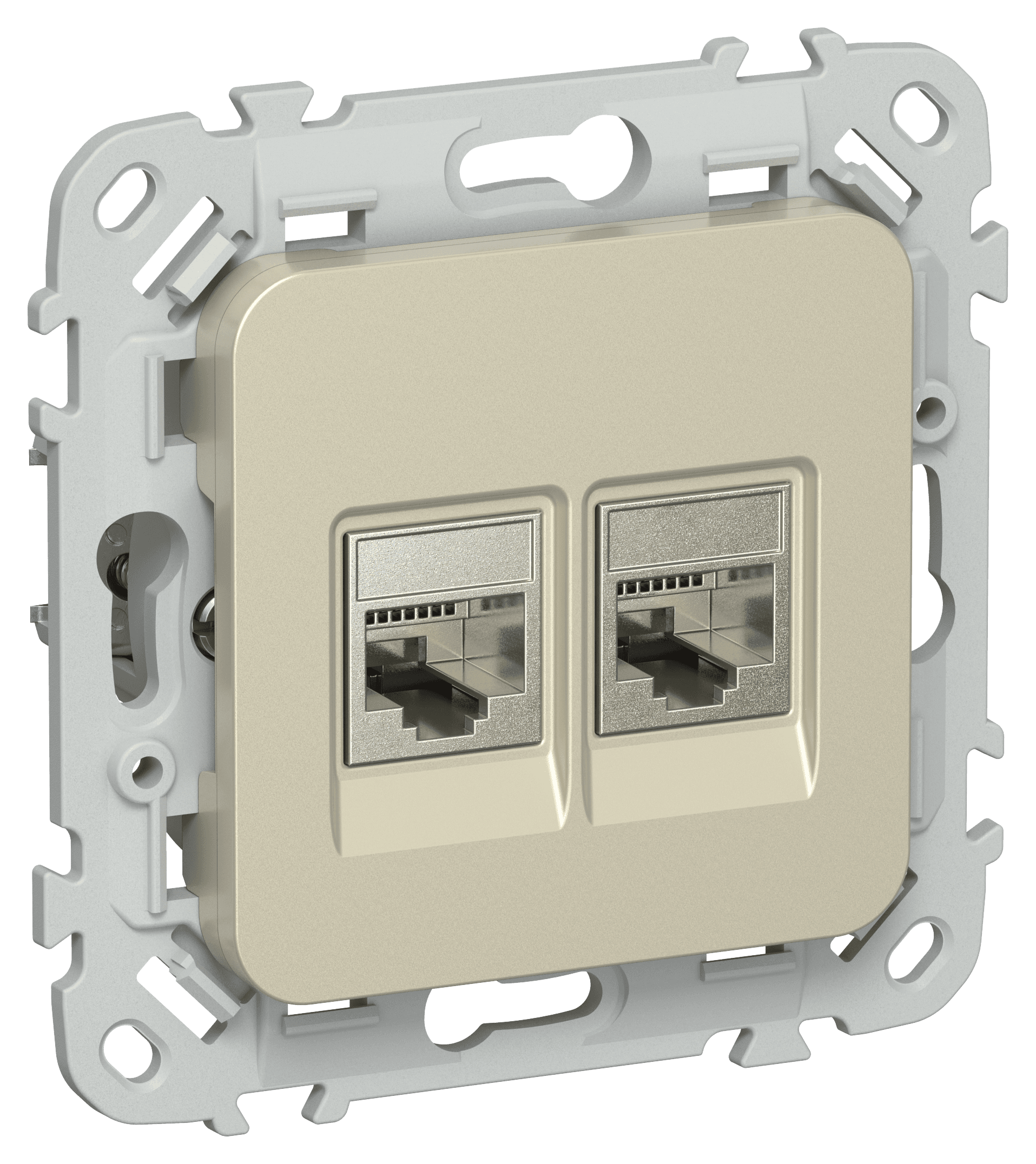 FLITE Розетка 2-местная RJ45/RJ11 категория 5Е/3 STP РКТ5е/3-2-1-ФлШ шампань IEK